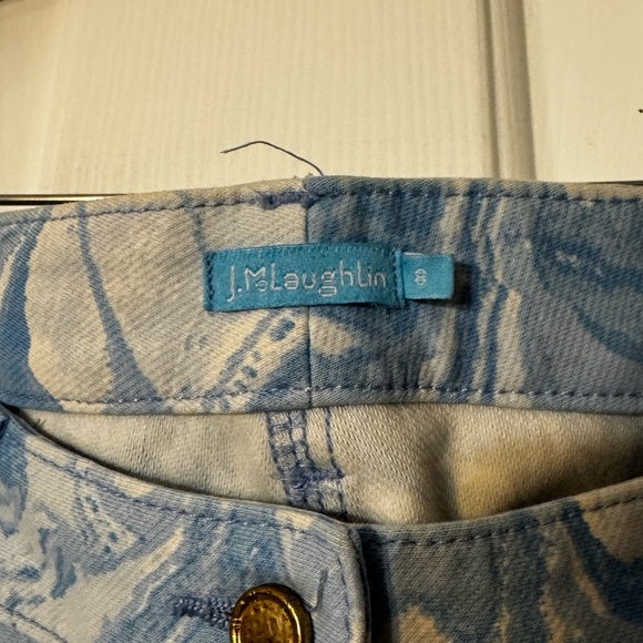 J. McLaughlin Lexi Jean Women’s 8 Blue White Marbled Swirl Skinny Excellent - Picture 3 of 7